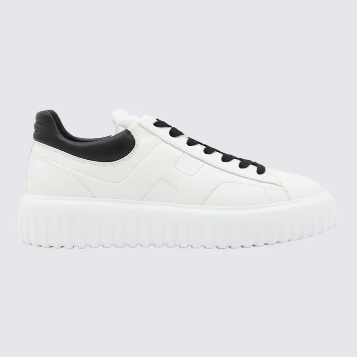 Hogan White And Black Leather Sneakers