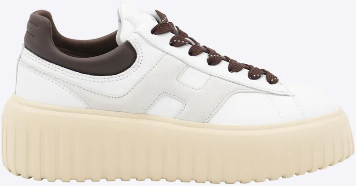 Hogan White And Cream Leather Sneakers
