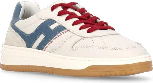 Hogan White And Light Blue Leather Sneakers