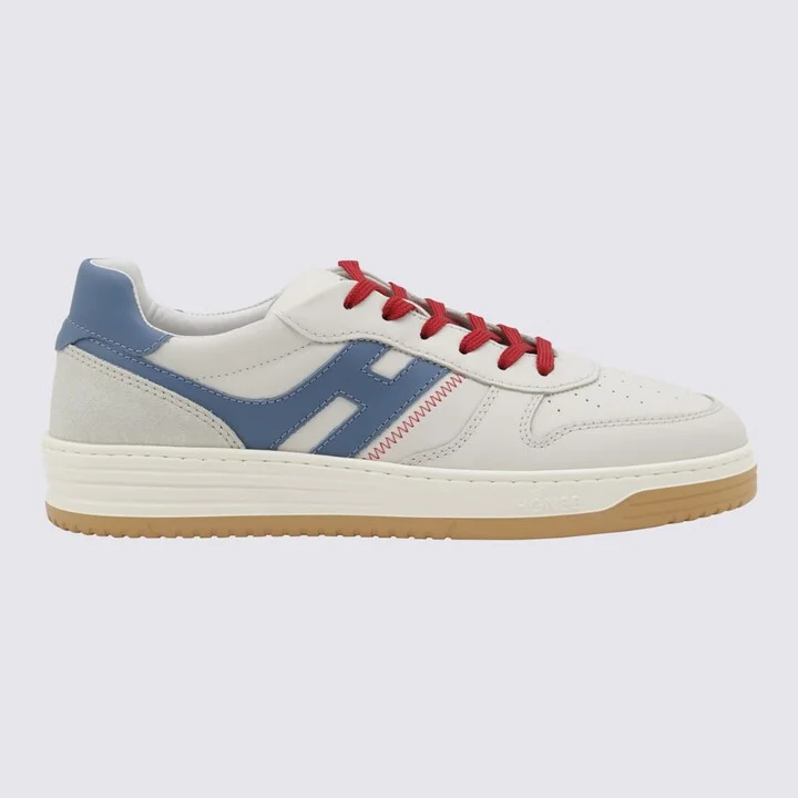 Hogan White And Light Blue Leather Sneakers