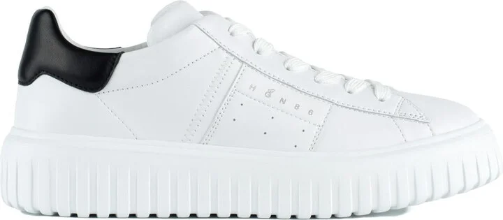 Hogan White H-Stripes Sneakers With Black Heel