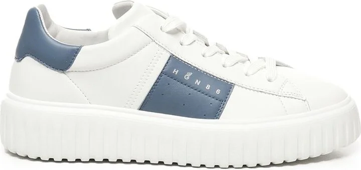 Hogan White H-Stripes Sneakers With Blue Details - Image 4