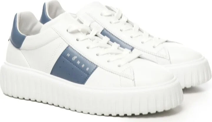 Hogan White H-Stripes Sneakers With Blue Details - Image 5
