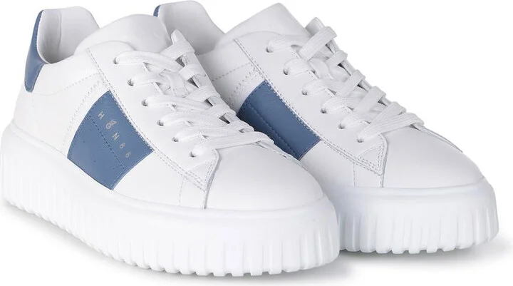 Hogan White H-Stripes Sneakers With Blue Details - Image 6