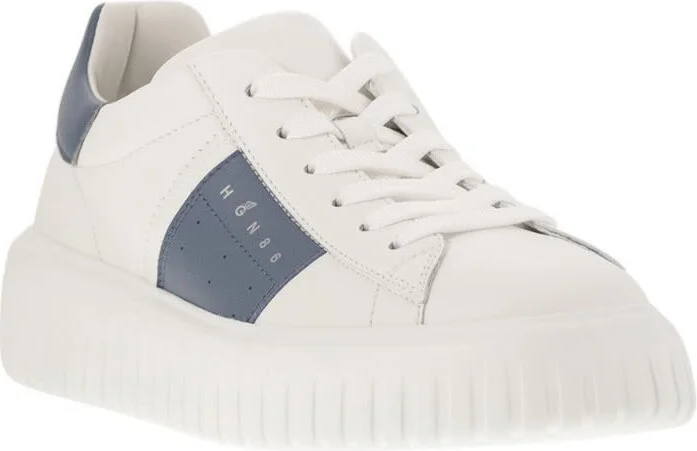 Hogan White H-Stripes Sneakers With Blue Details - Image 9