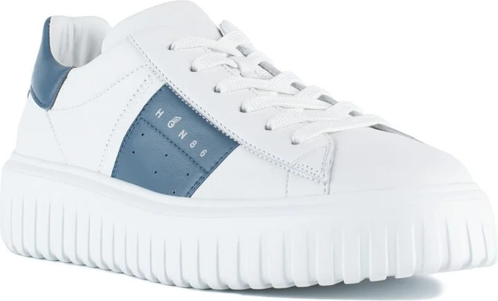 Hogan White H-Stripes Sneakers With Blue Details - Image 10