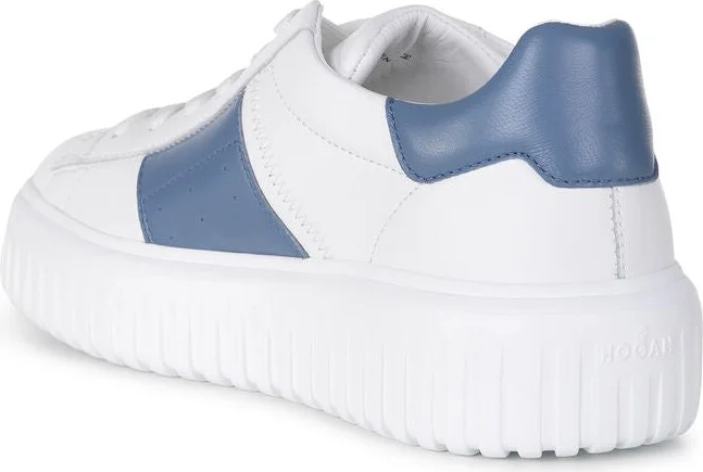 Hogan White H-Stripes Sneakers With Blue Details - Image 11