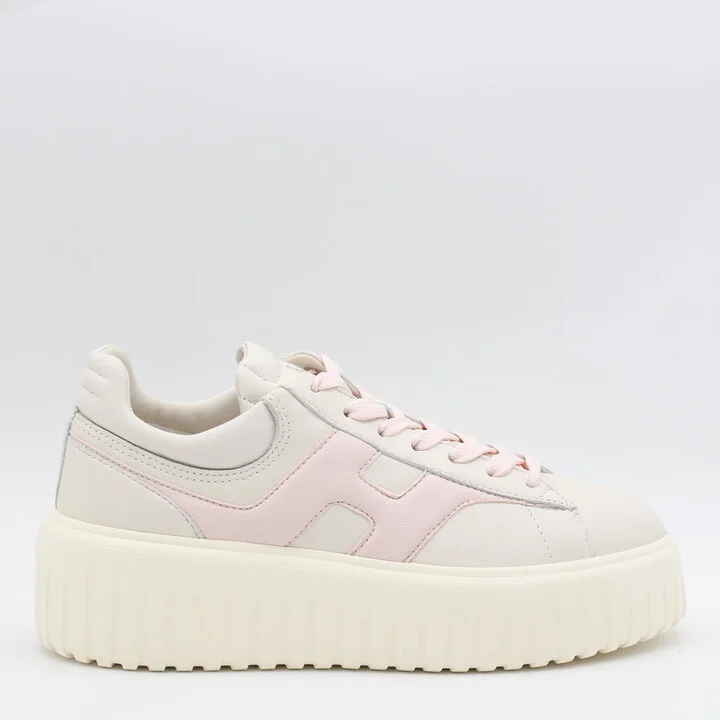 Hogan White Leather H-Stripes Sneakers