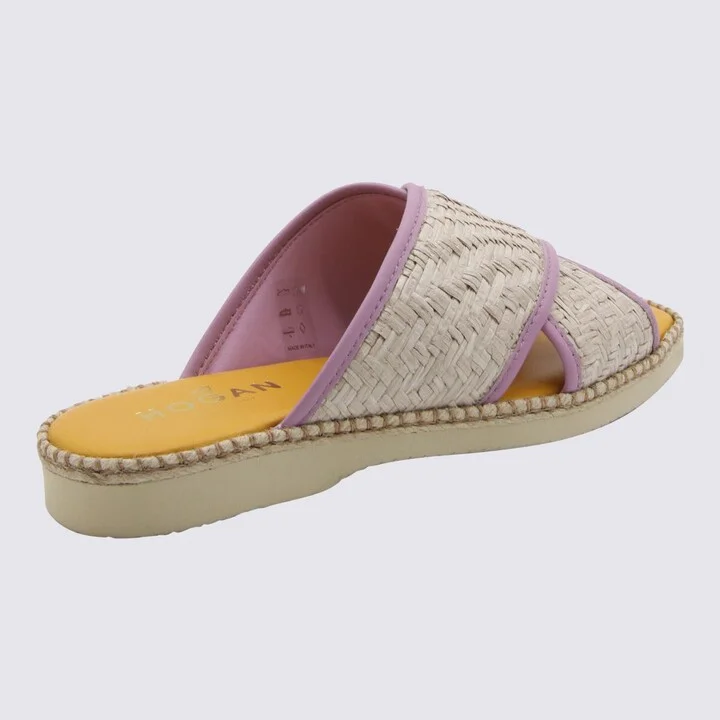 Hogan Yellow And Lilac Leather Flats - Image 2