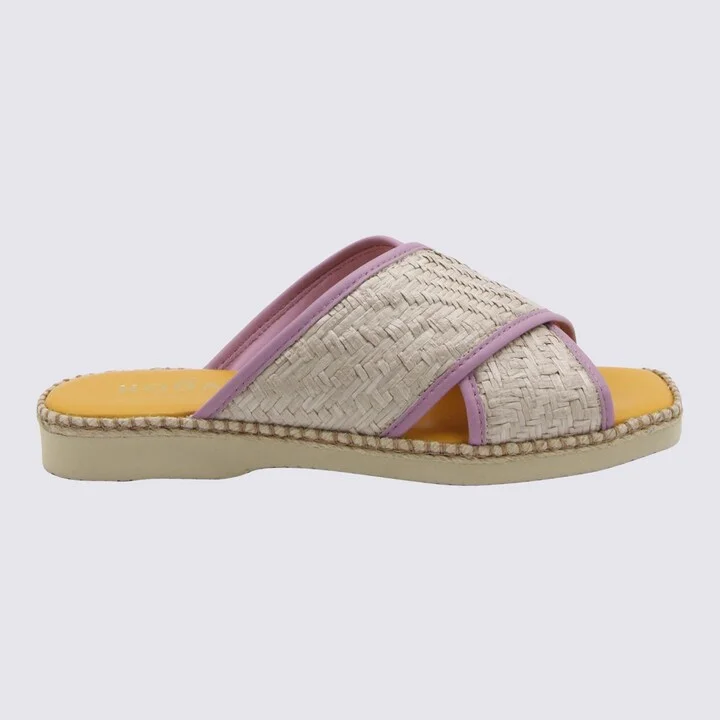 Hogan Yellow And Lilac Leather Flats