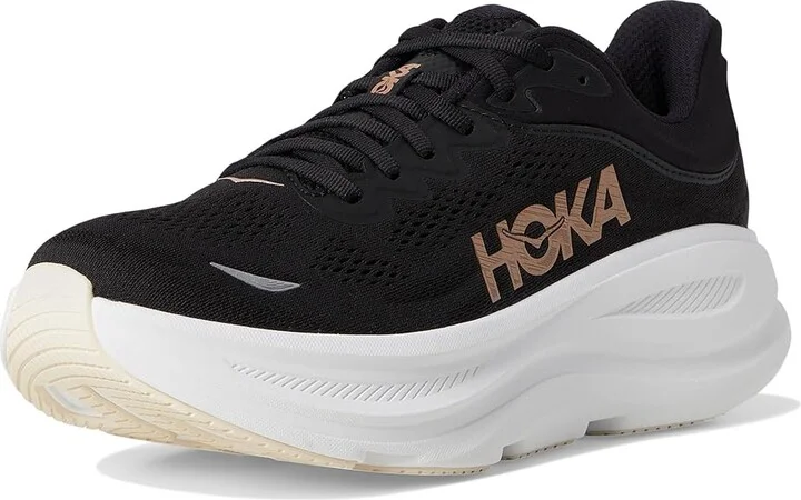Hoka Bondi 9 Women's Shoes Black/Rose Gold : 11 B - Medium, Synthetic - Image 5