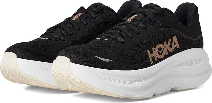 Hoka Bondi 9 Women's Shoes Black/Rose Gold : 11 B - Medium, Synthetic