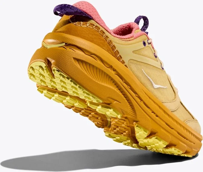 HOKA Bondi B3LS Shoes in Flaxseed/Varsity Yellow - Image 4