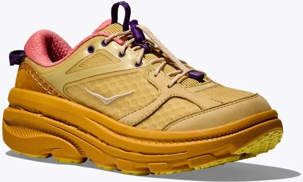 HOKA Bondi B3LS Shoes in Flaxseed/Varsity Yellow - Image 6