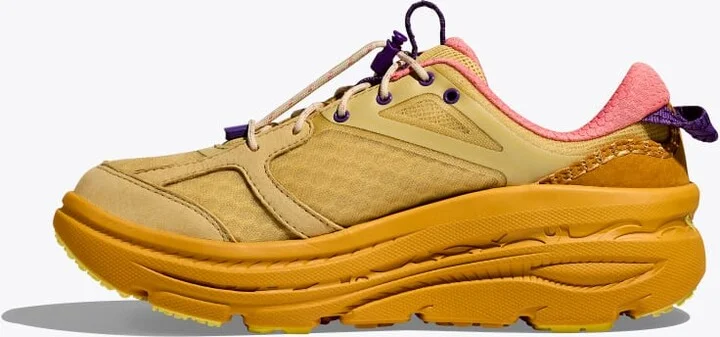 HOKA Bondi B3LS Shoes in Flaxseed/Varsity Yellow - Image 8