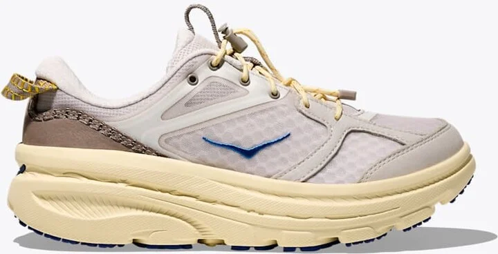 HOKA Bondi B3LS Shoes in Grout/Vintage Yellow
