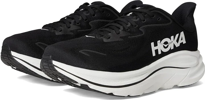 Hoka Clifton 10 Men's Shoes Black/White : 13 D - Medium, Synthetic