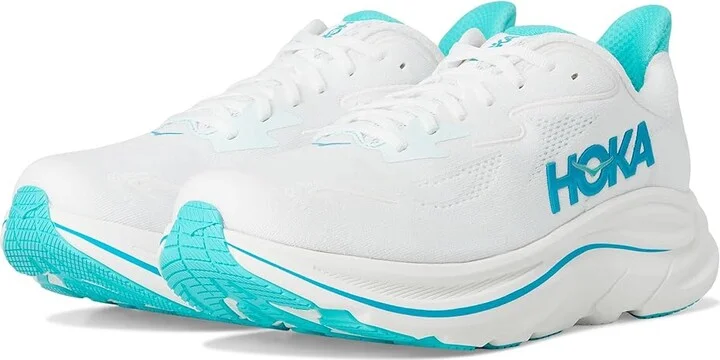 Hoka Clifton 10 Men's Shoes White/Skyward Blue : 11 D - Medium, Synthetic