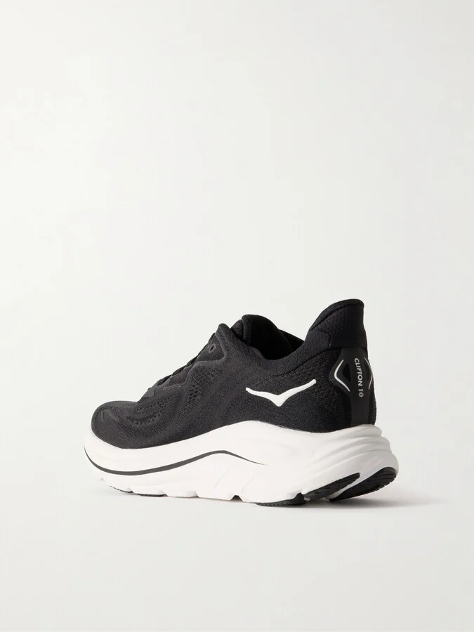 Hoka - Clifton 10 Rubber-trimmed Jacquard-mesh Sneakers - Black - Image 3