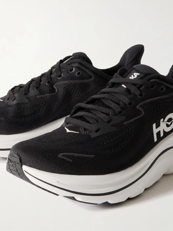 Hoka - Clifton 10 Rubber-trimmed Jacquard-mesh Sneakers - Black - Image 4