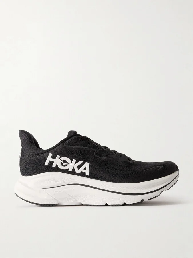 Hoka - Clifton 10 Rubber-trimmed Jacquard-mesh Sneakers - Black