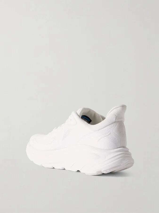 Hoka - Clifton 10 Rubber-trimmed Jacquard-mesh Sneakers - White - Image 3