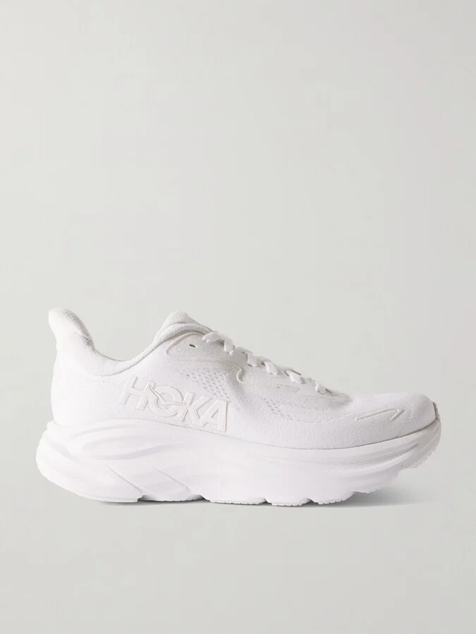 Hoka - Clifton 10 Rubber-trimmed Jacquard-mesh Sneakers - White