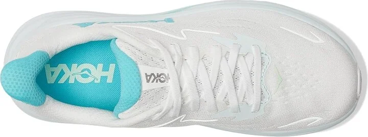 Hoka Clifton 10 Women's Shoes White/Cielo Blue : 8 B - Medium - Image 2