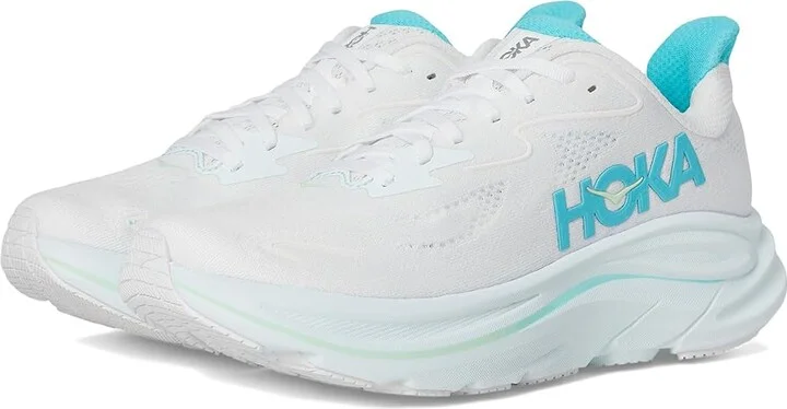 Hoka Clifton 10 Women's Shoes White/Cielo Blue : 8 B - Medium