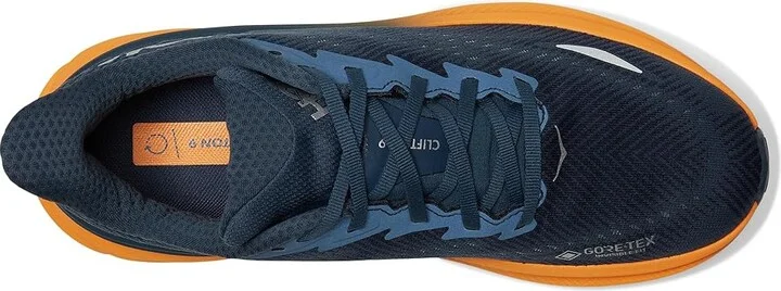 Hoka Clifton 9 GTX(r) Men's Running Shoes Stormy Skies/Orange Zest : 10.5 D - Medium, Synthetic/Textile - Image 2