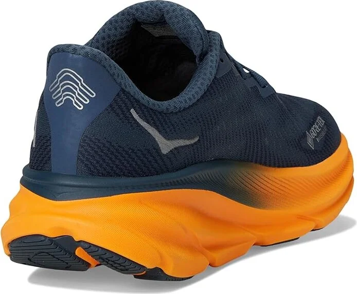 Hoka Clifton 9 GTX(r) Men's Running Shoes Stormy Skies/Orange Zest : 10.5 D - Medium, Synthetic/Textile - Image 4