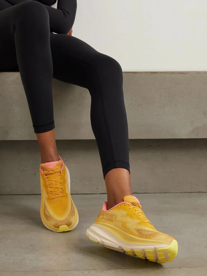 Hoka - Clifton 9 Gtx Ts Rubber-trimmed Mesh Sneakers - Yellow - Image 2