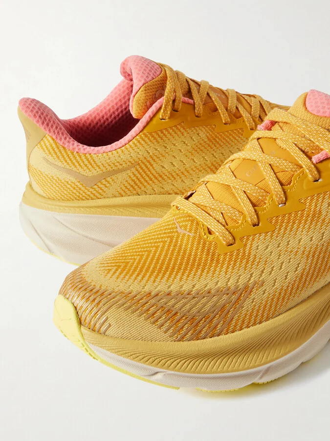 Hoka - Clifton 9 Gtx Ts Rubber-trimmed Mesh Sneakers - Yellow - Image 4