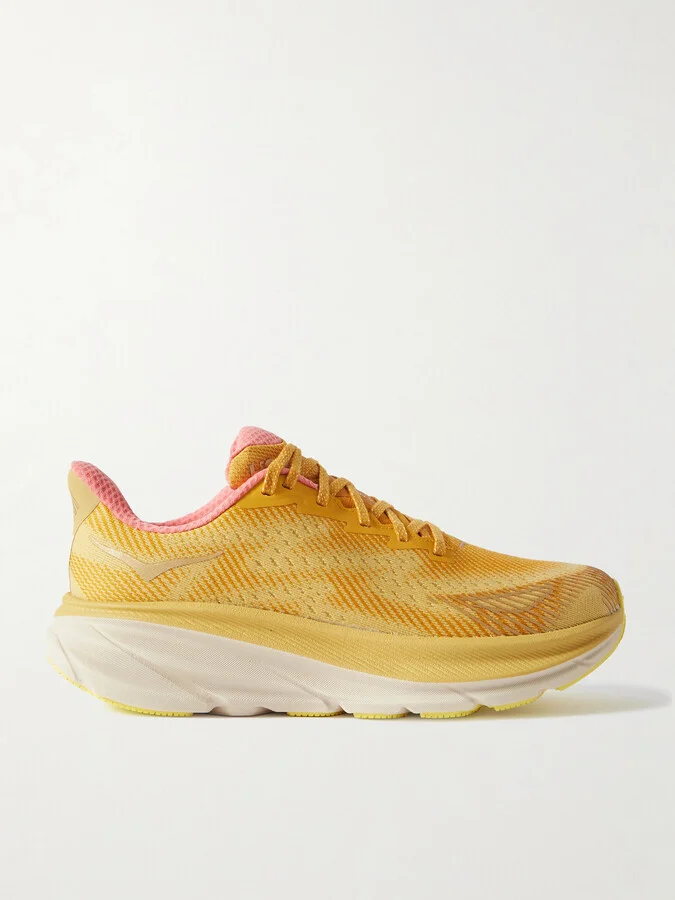Hoka - Clifton 9 Gtx Ts Rubber-trimmed Mesh Sneakers - Yellow