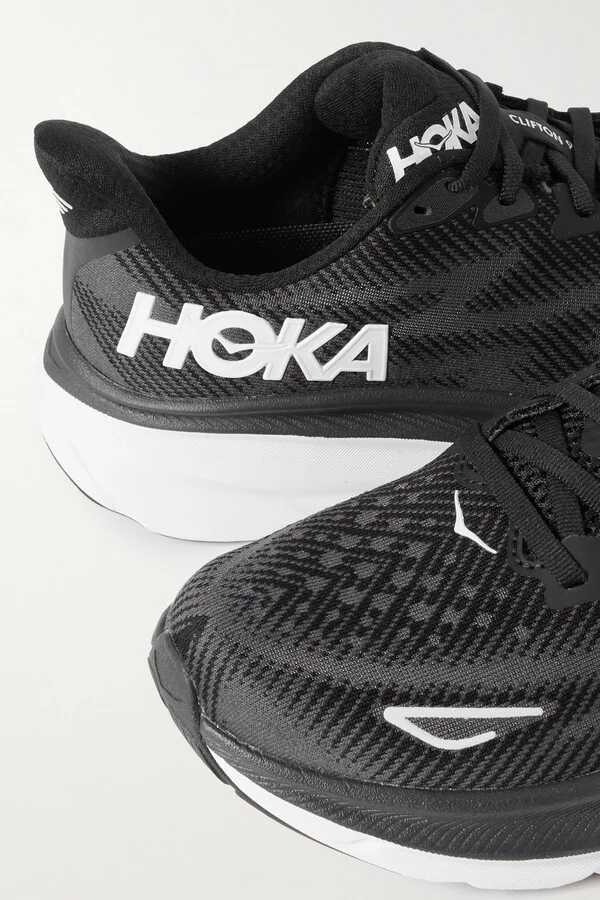Hoka - Clifton 9 Mesh Sneakers - Black - Image 4