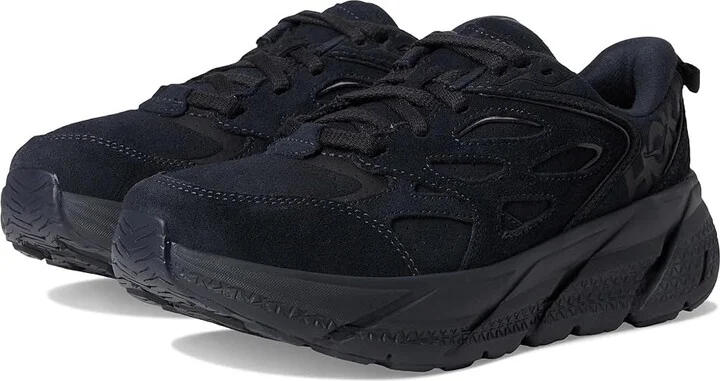Hoka Clifton L Suede Shoes Black/Black : Men's 4.5 - Womens 5.5 Medium, Leather/Synthetic