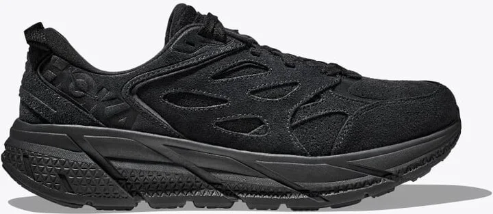 HOKA Clifton L Suede Shoes in Black