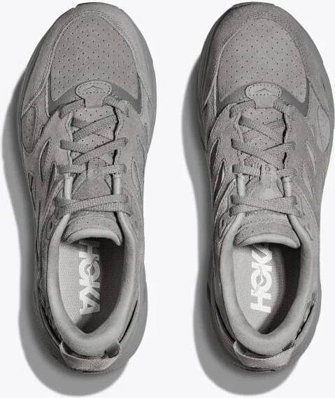 HOKA Clifton L Suede Shoes in Limestone - Image 2