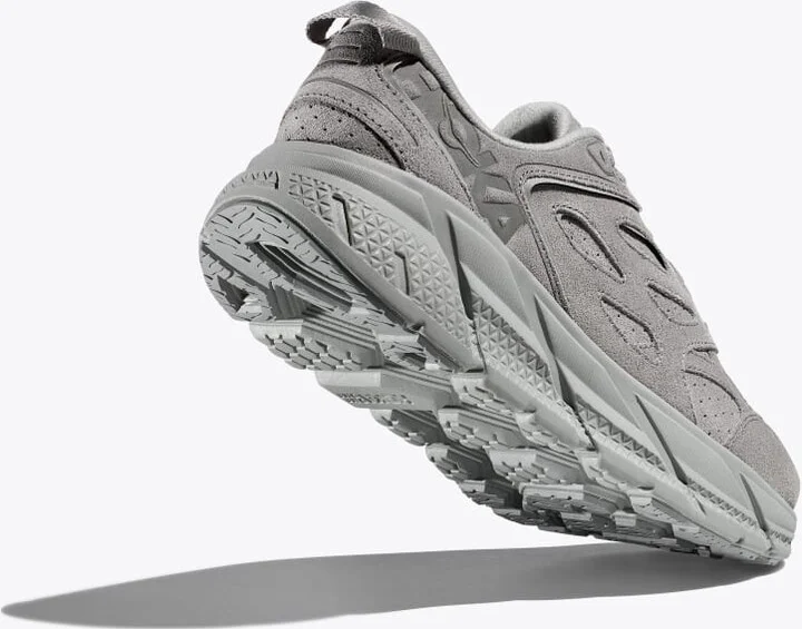 HOKA Clifton L Suede Shoes in Limestone - Image 4
