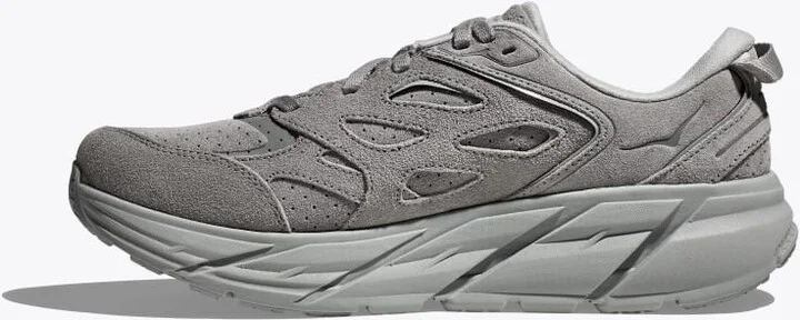 HOKA Clifton L Suede Shoes in Limestone - Image 8