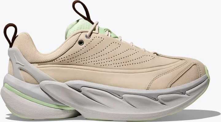 HOKA Elevon X Shoes in Oatmeal/Luna Moth