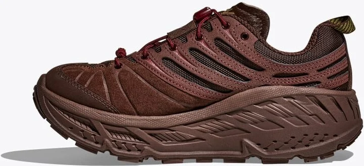 HOKA Elite Terrain System Stinson EVO OG Shoes in Cold Brew/Varsity Burgundy - Image 8