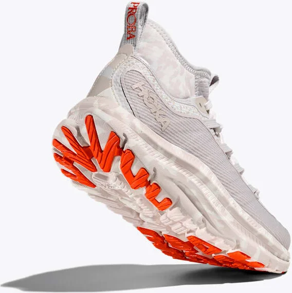 HOKA Kawana Mid Studio Proba Shoes in White Sand/Tangerine Tango - Image 4