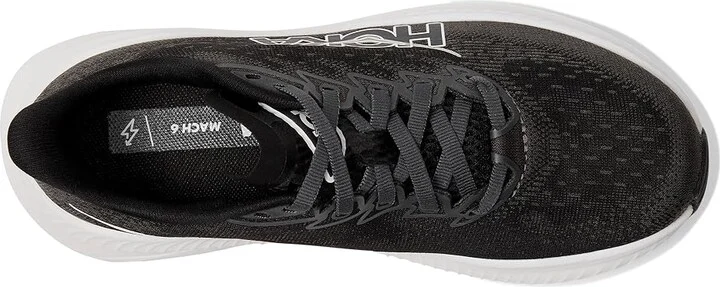 Hoka Mach 6 Women's Shoes Black/White : 8.5 B - Medium, Textile - Image 2