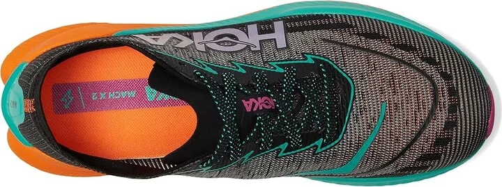 Hoka Mach X 2 Men's Running Shoes Black/Electric Aqua : 8 D - Medium, Canvas/Rubber - Image 2
