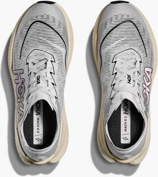 HOKA Mach X 2 Shoes in White/Cosmic Grey - Image 2