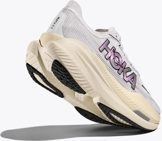 HOKA Mach X 2 Shoes in White/Cosmic Grey - Image 4