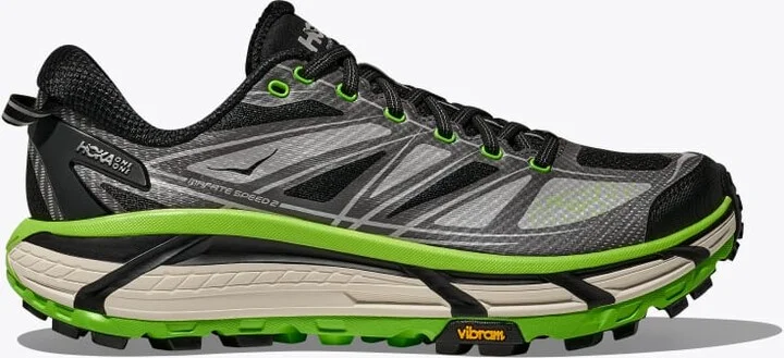 HOKA Mafate Speed 2 Shoes in Black/Electric Green