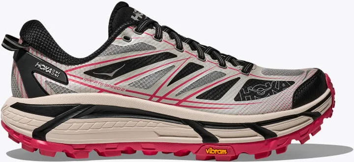 HOKA Mafate Speed 2 Shoes in Galactic Grey/Ruby Red