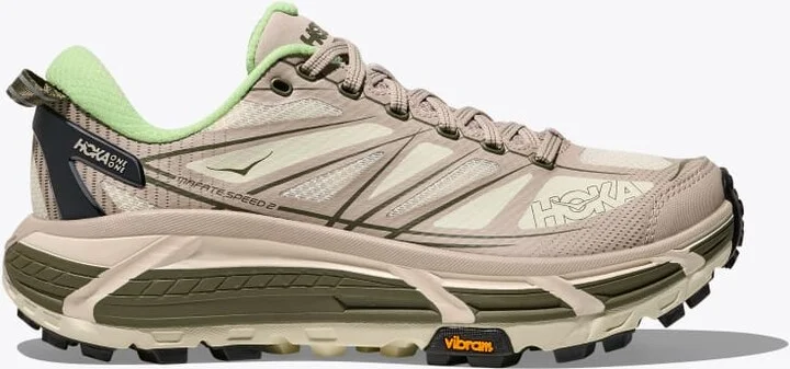 HOKA Mafate Speed 2 Shoes in Putty/Eucalyptus